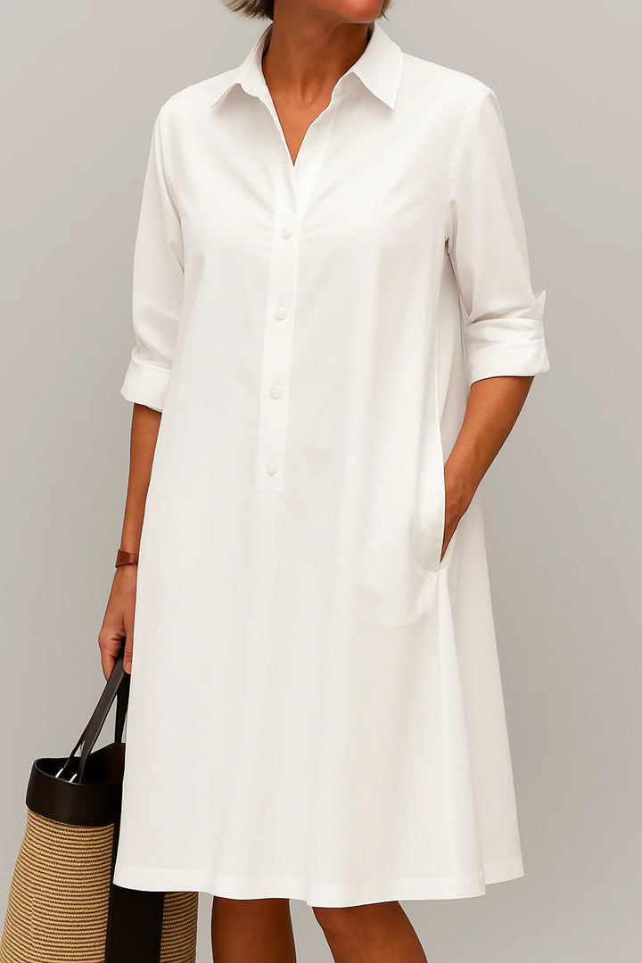 Button-Down Shirt Dress – Relaxed Everyday Midi Dress for Casual & Smart Effortless Styling