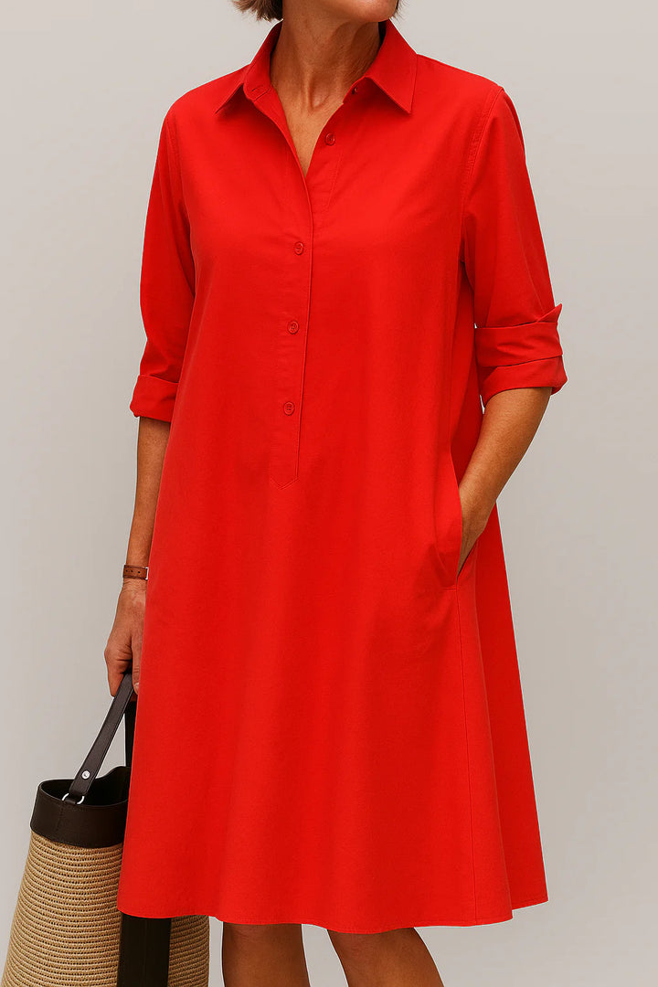 Button-Down Shirt Dress – Relaxed Everyday Midi Dress for Casual & Smart Effortless Styling