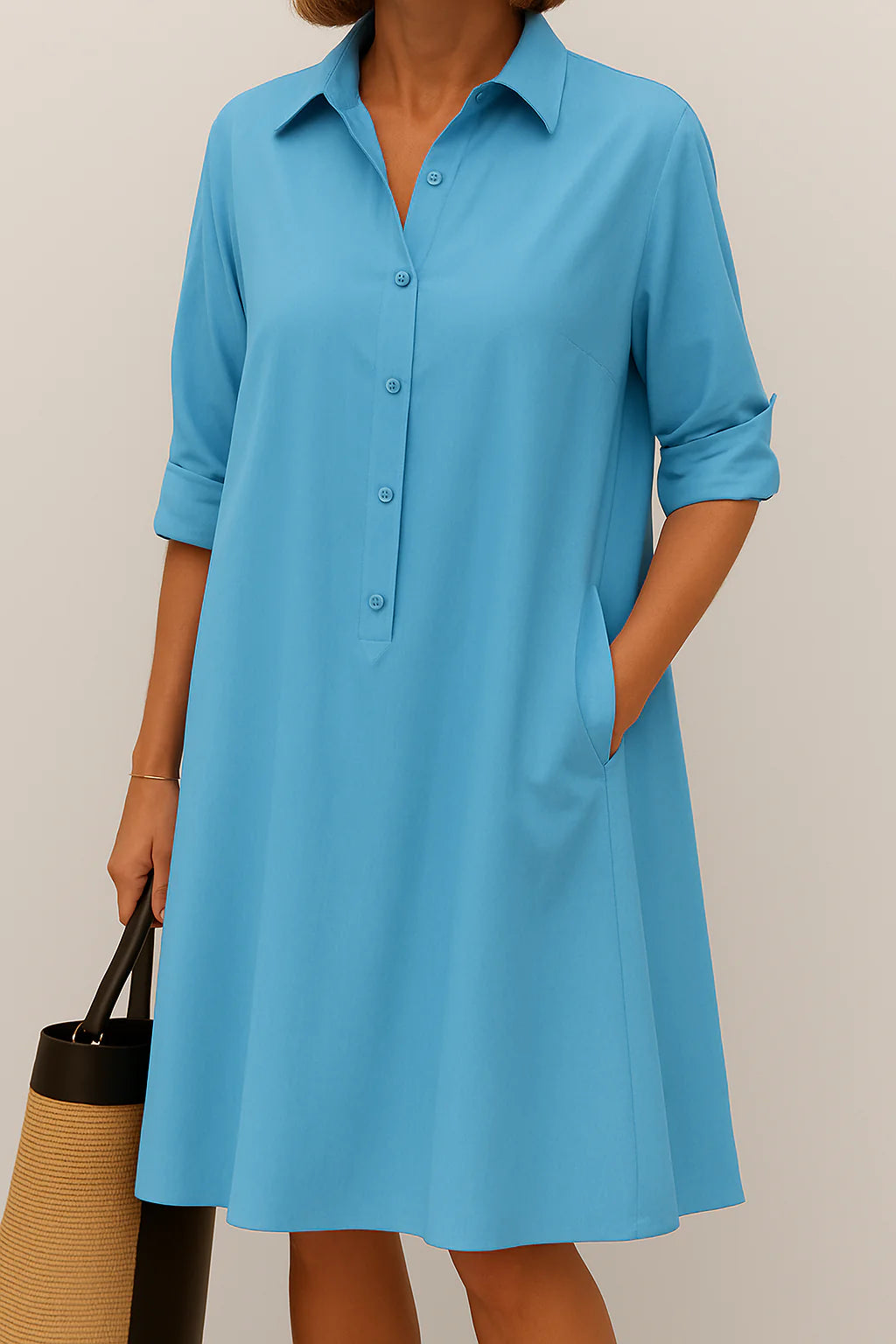 Button-Down Shirt Dress – Relaxed Everyday Midi Dress for Casual & Smart Effortless Styling