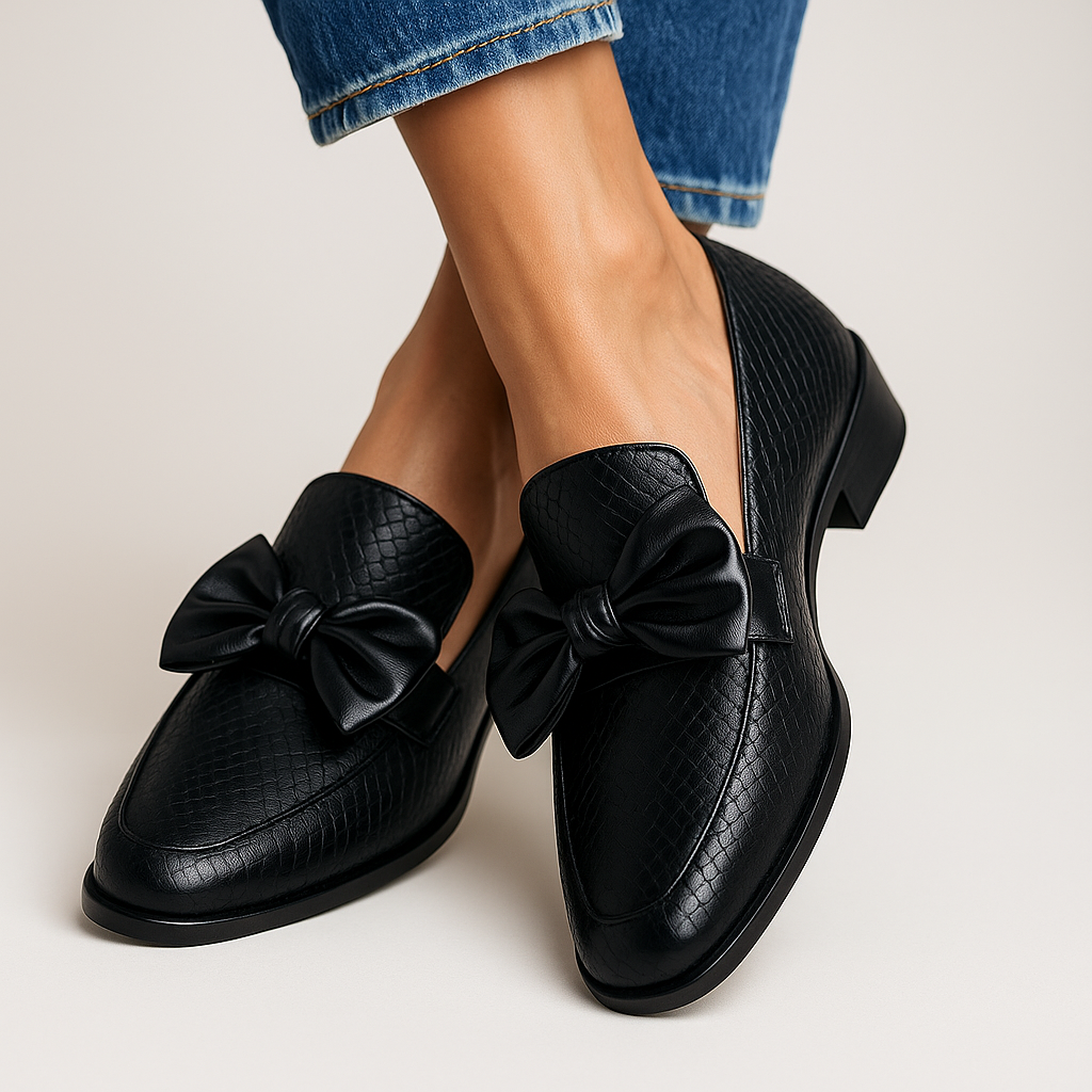 Claudia Elegant Bow Loafers - Stylish and Comfortable Footwear