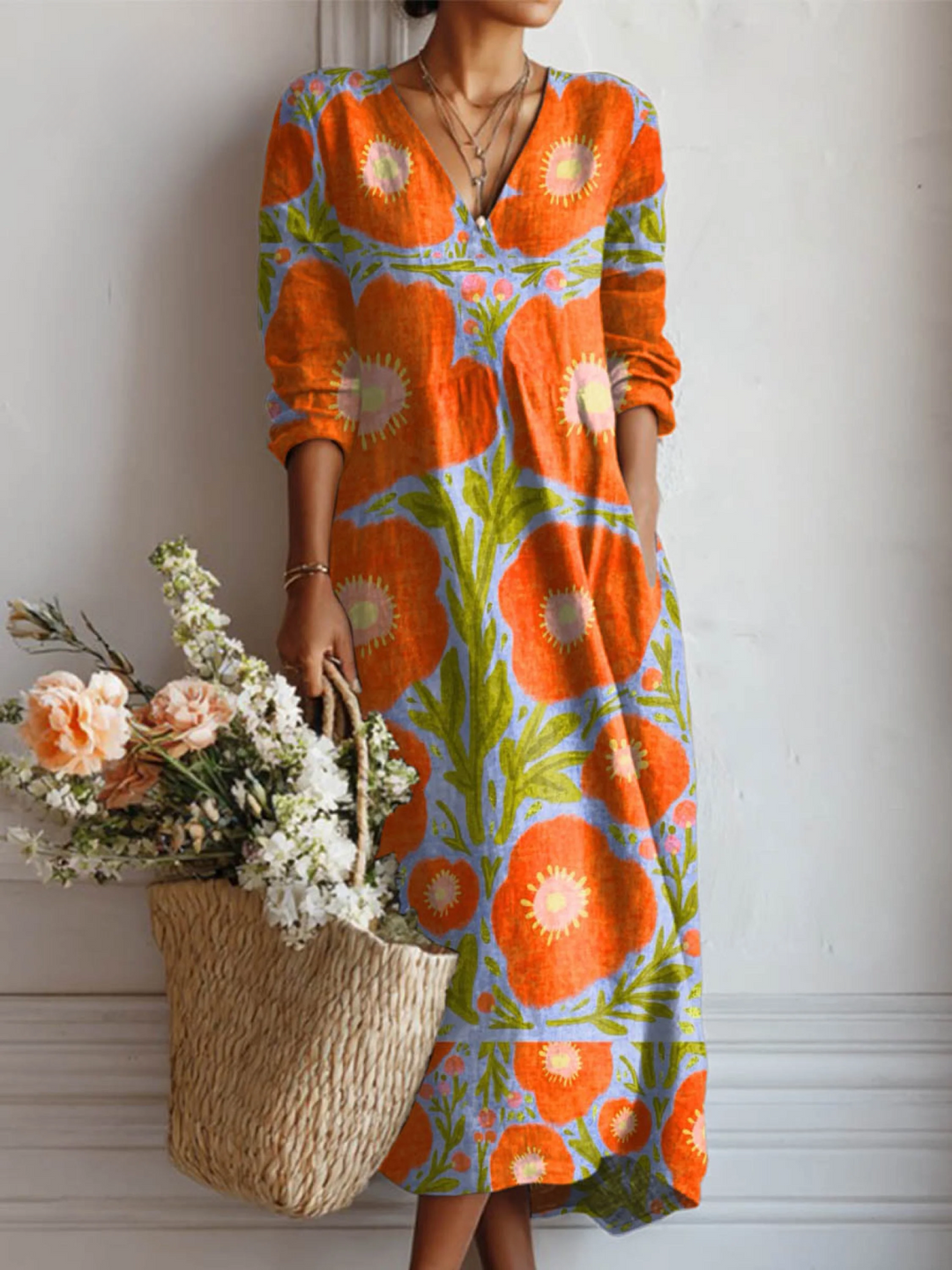 AUTUMN – ARTISTIC BLOOM MIDI DRESS