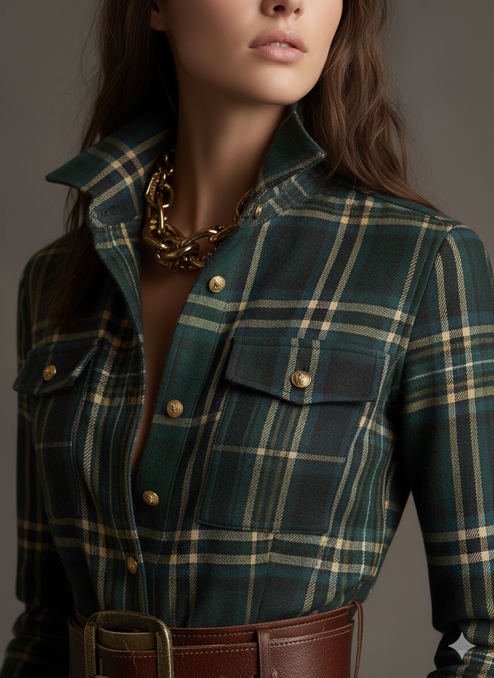 RACHEL – TIMELESS PLAID FLOW SHIRT DRESS