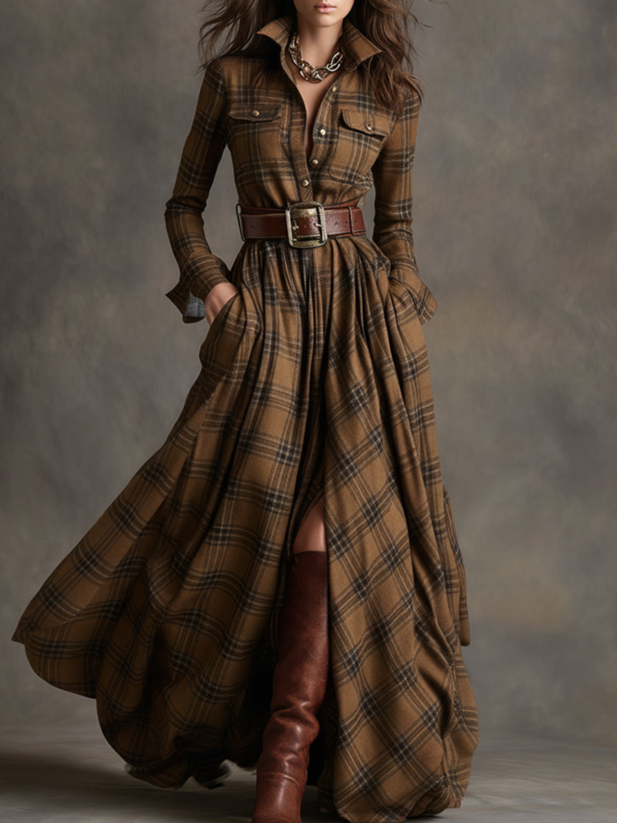 RACHEL – TIMELESS PLAID FLOW SHIRT DRESS