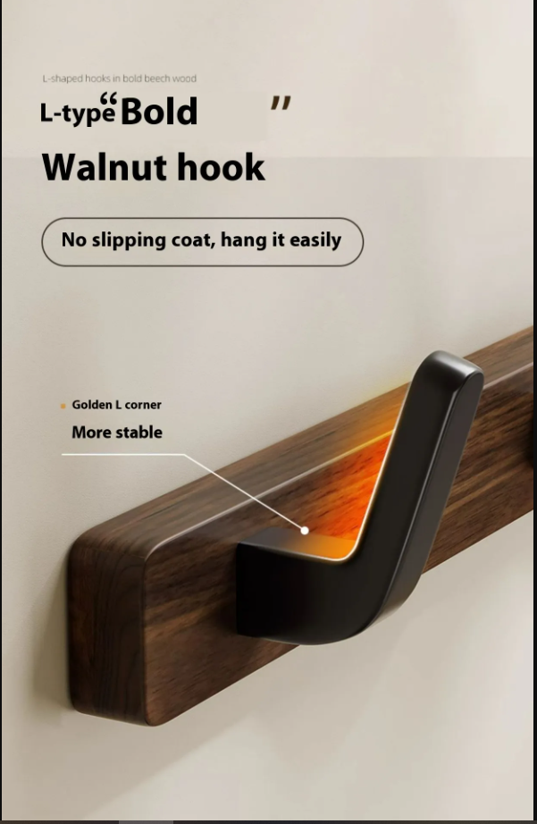 Solid Wood Wall Hook Rack – Modern Rustic Wall Mounted Hanger for Entryway, Bedroom & Behind Door Storage