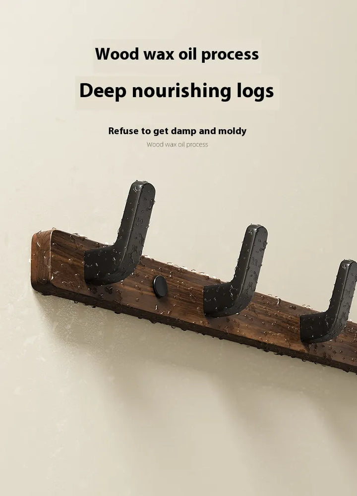 Solid Wood Wall Hook Rack – Modern Rustic Wall Mounted Hanger for Entryway, Bedroom & Behind Door Storage