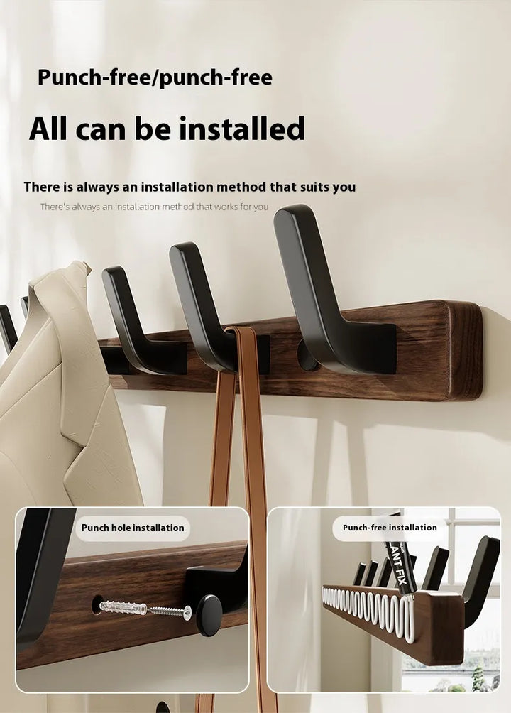 Solid Wood Wall Hook Rack – Modern Rustic Wall Mounted Hanger for Entryway, Bedroom & Behind Door Storage