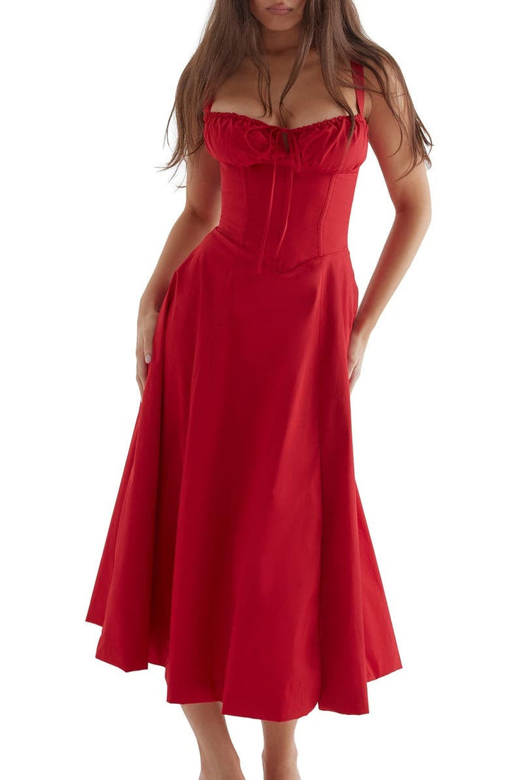 Oakley - Elegant French Style Belted Strap Dress