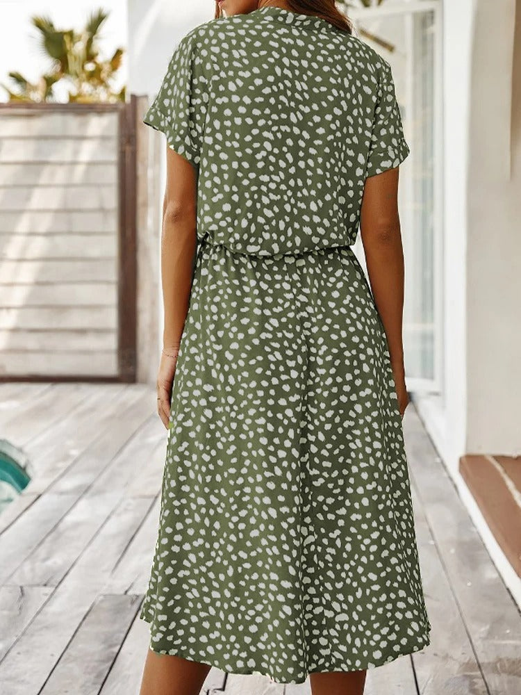 NAYIRA – RELAXED BUTTON-UP MIDI DRESS