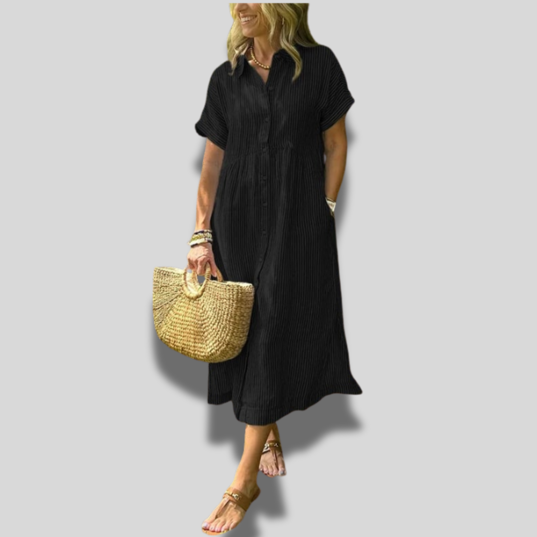 Esaline | Casual Striped Midi Dress