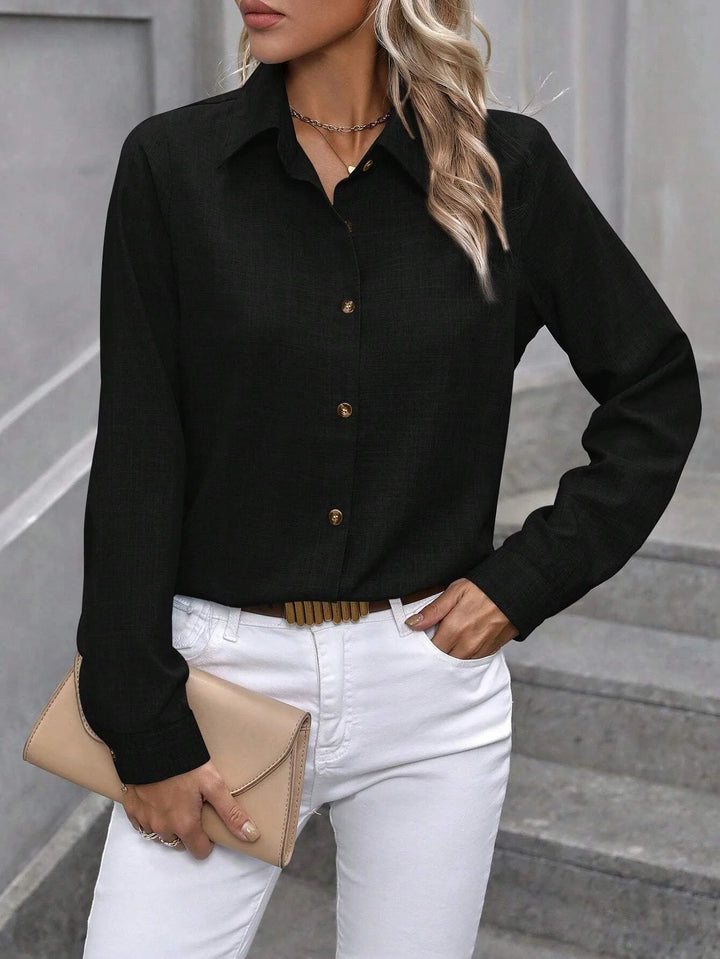 Tailored Button-Up Shirt – Structured Elegant Top for Work & Smart Everyday Styling