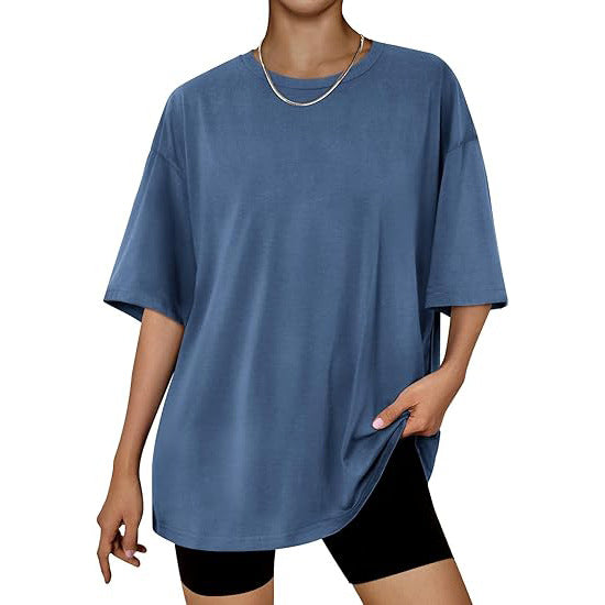 Women’s Plus Size Macaron Pullover Shirt – Half Sleeve Milk Silk Top