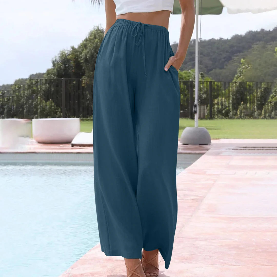 Lightweight Wide-Leg Pants – Relaxed Drawstring Trousers for Casual Summer & Travel Wear