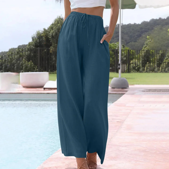 Lightweight Wide-Leg Pants – Relaxed Drawstring Trousers for Casual Summer & Travel Wear