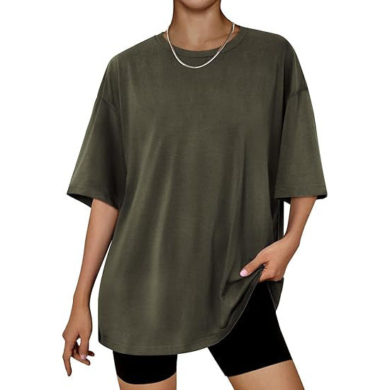 Women’s Plus Size Macaron Pullover Shirt – Half Sleeve Milk Silk Top