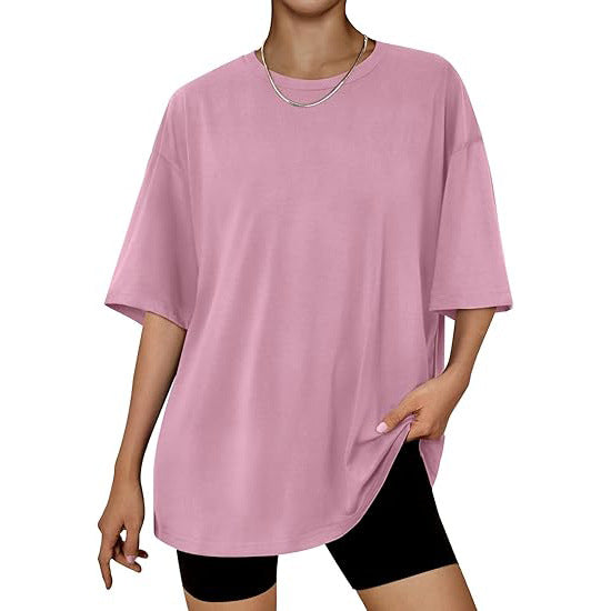 Women’s Plus Size Macaron Pullover Shirt – Half Sleeve Milk Silk Top