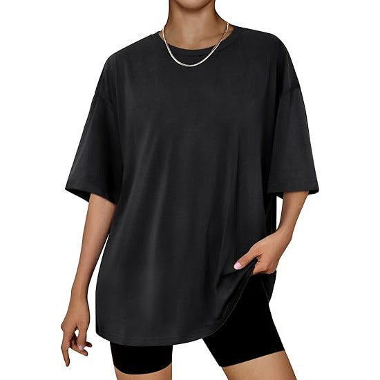 Women’s Plus Size Macaron Pullover Shirt – Half Sleeve Milk Silk Top