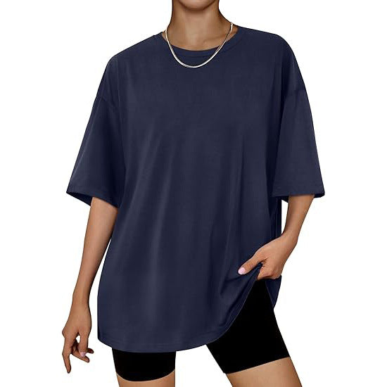 Women’s Plus Size Macaron Pullover Shirt – Half Sleeve Milk Silk Top