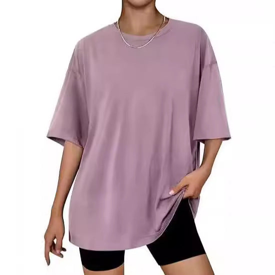 Women’s Plus Size Macaron Pullover Shirt – Half Sleeve Milk Silk Top