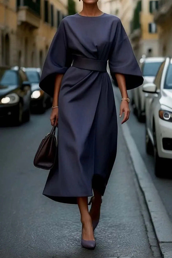 AURIELLETH – ELEGANT BELTED DRESS WITH LONG SLEEVES