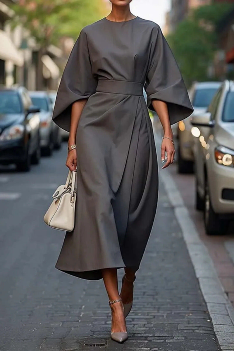 AURIELLETH – ELEGANT BELTED DRESS WITH LONG SLEEVES