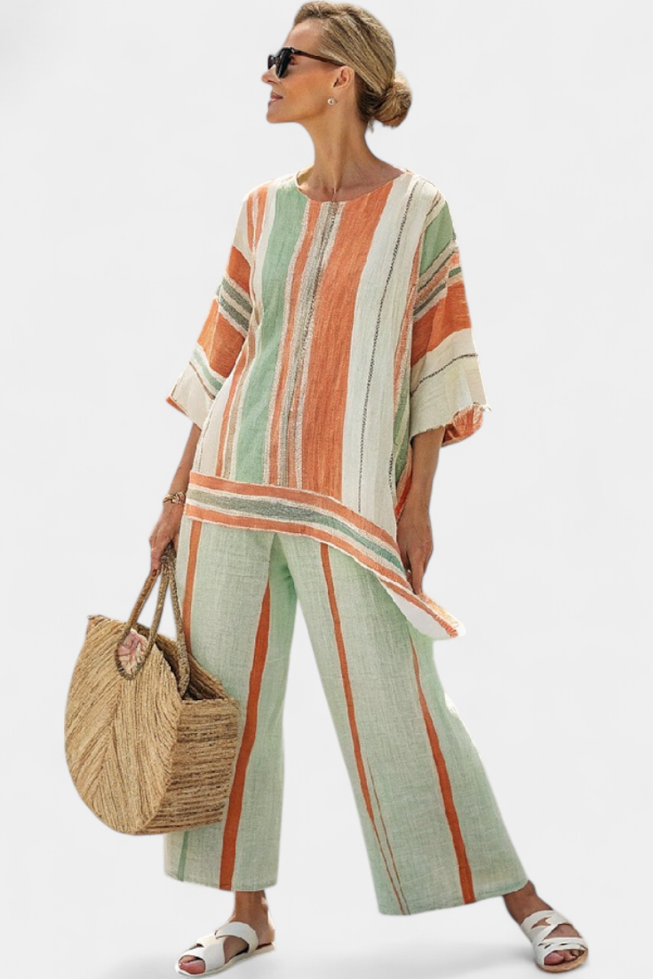 Bellmere | Elegant Asymmetrical Top & Wide-Leg Pants