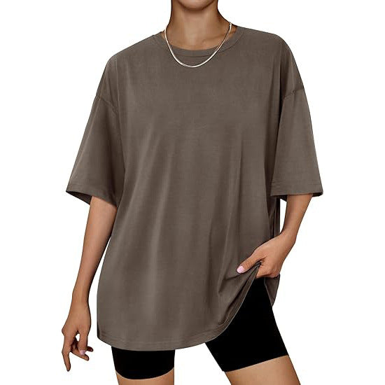 Women’s Plus Size Macaron Pullover Shirt – Half Sleeve Milk Silk Top