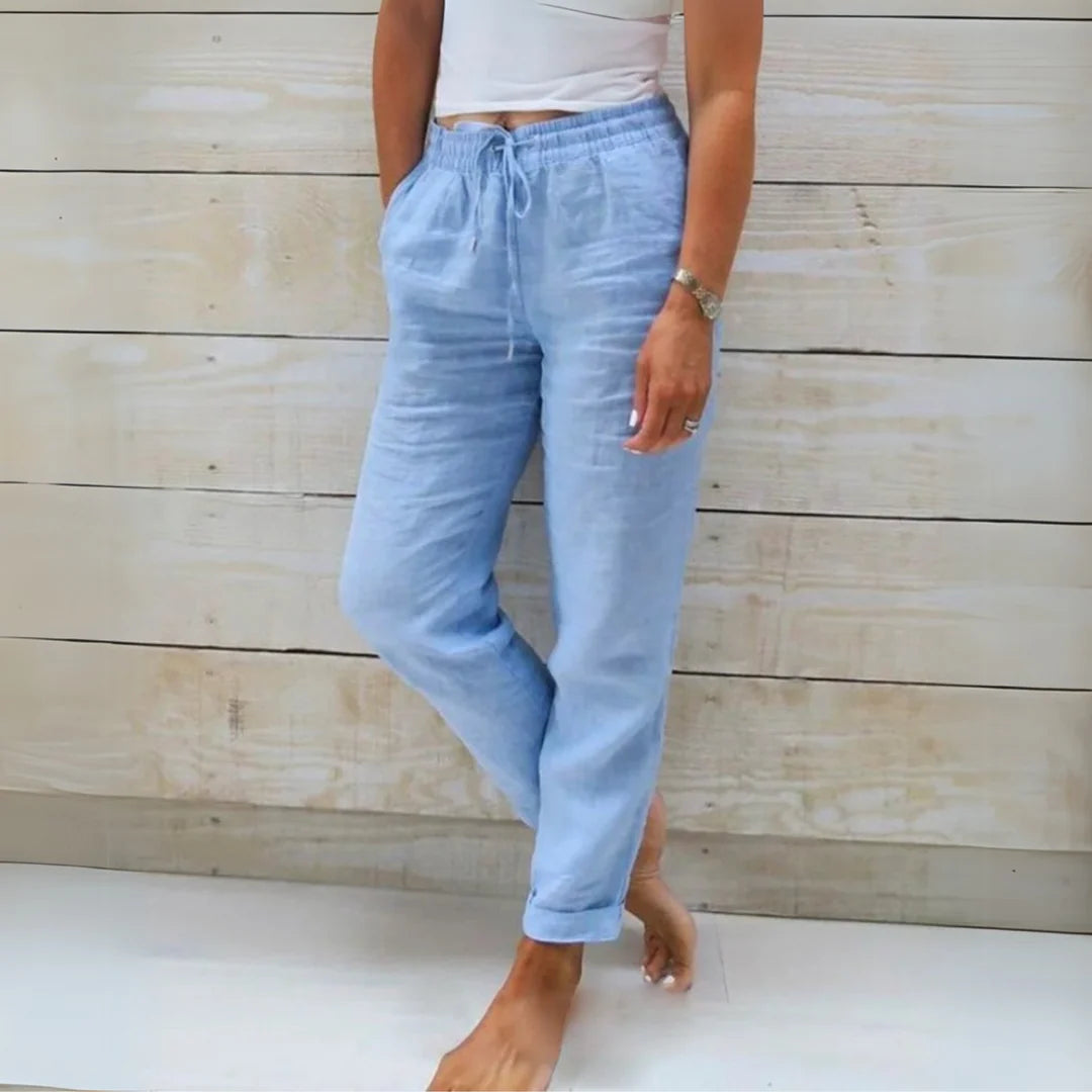Cotton Linen Tailored Trousers – Luxe Lightweight Pants for Elegant Work & Summer Styling
