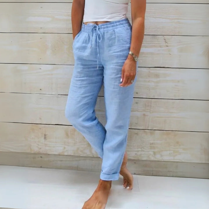 Cotton Linen Tailored Trousers – Luxe Lightweight Pants for Elegant Work & Summer Styling