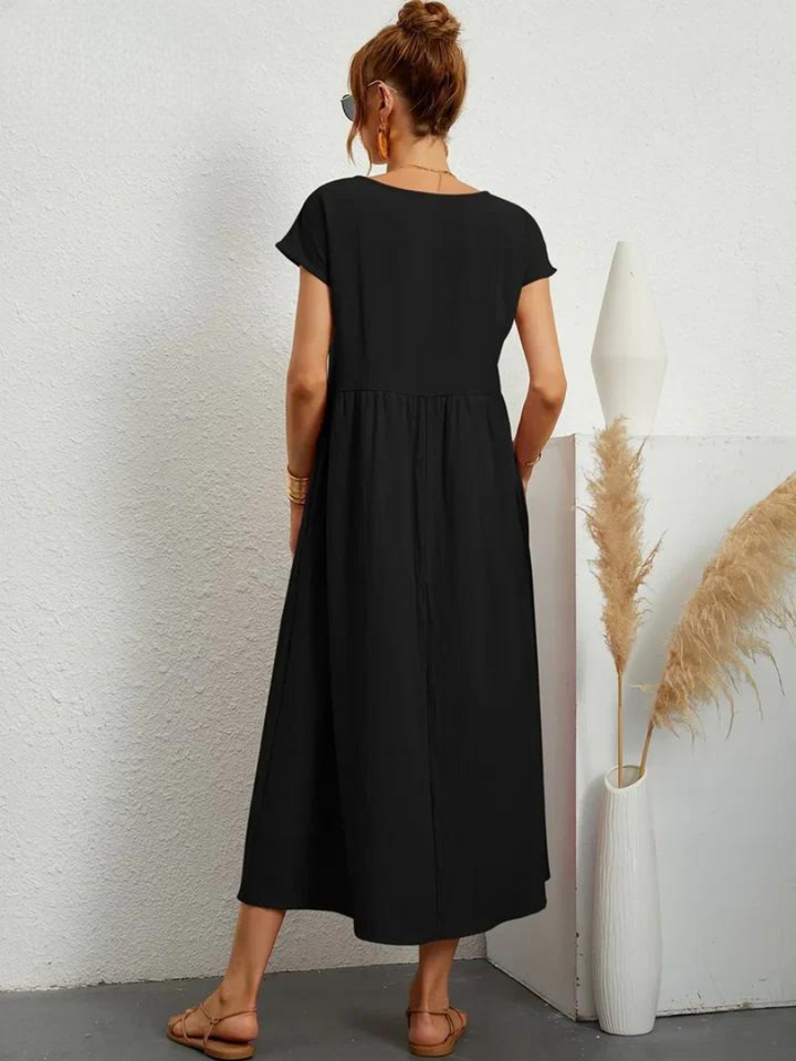 Maelis - Women's Loose Cotton-Linen Pocket Dress