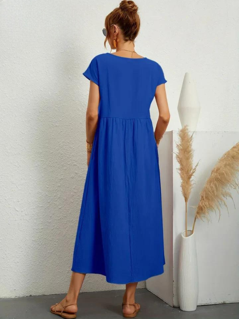 Maelis - Women's Loose Cotton-Linen Pocket Dress