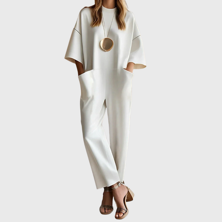 AMEDEA – ELEGANT SHORT-SLEEVED JUMPSUIT