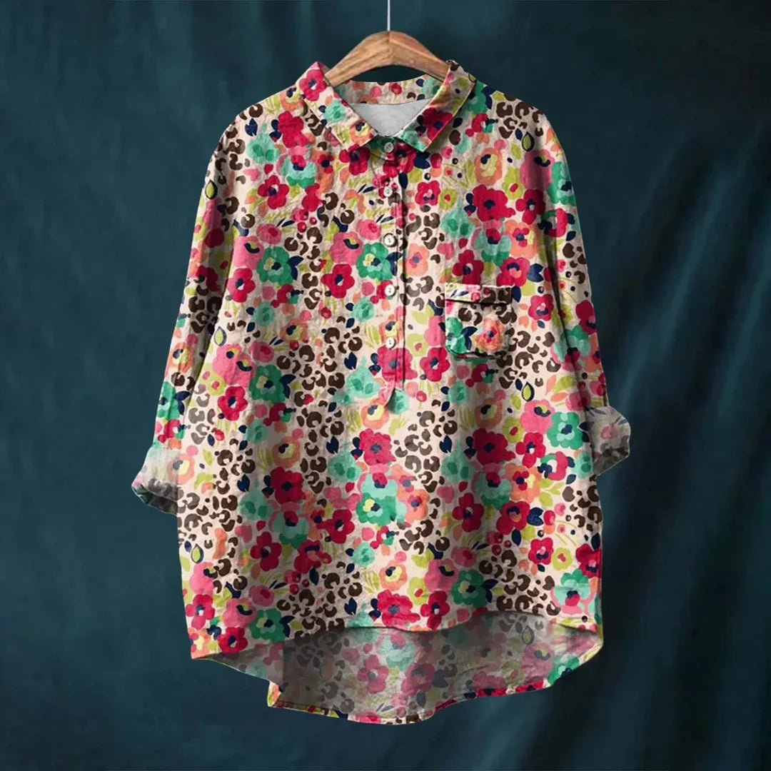 Vintage Floral Button-Up Shirt – Lightweight Elegant Top for Everyday & Smart Casual Styling