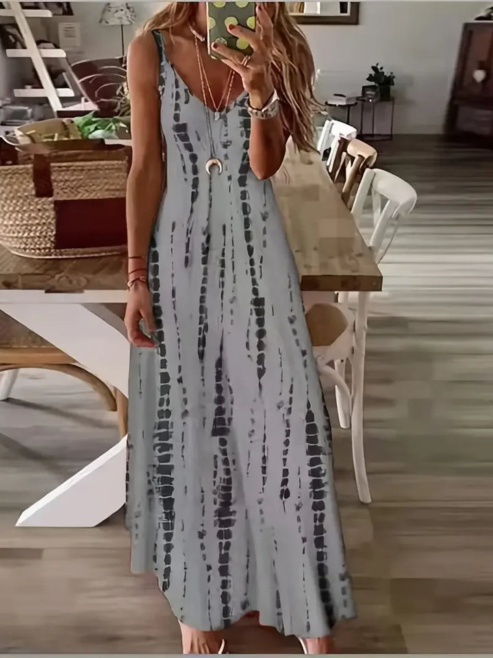 Seren - Women's V-Neck Tie-Dye Maxi Dress
