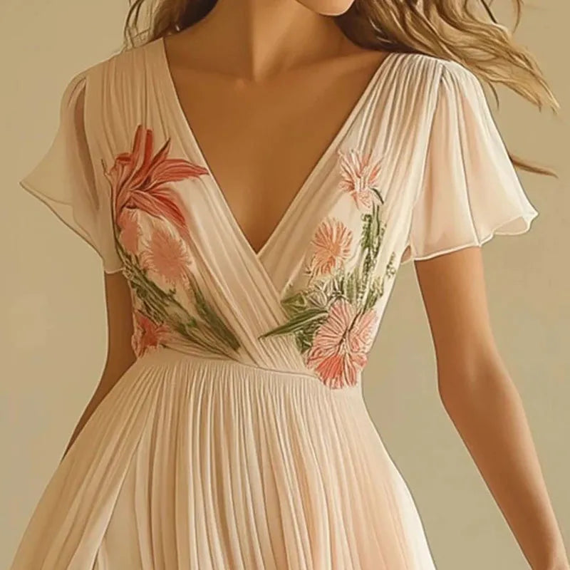 Amelia - Elegant High Waist V-Neck Party Dresses