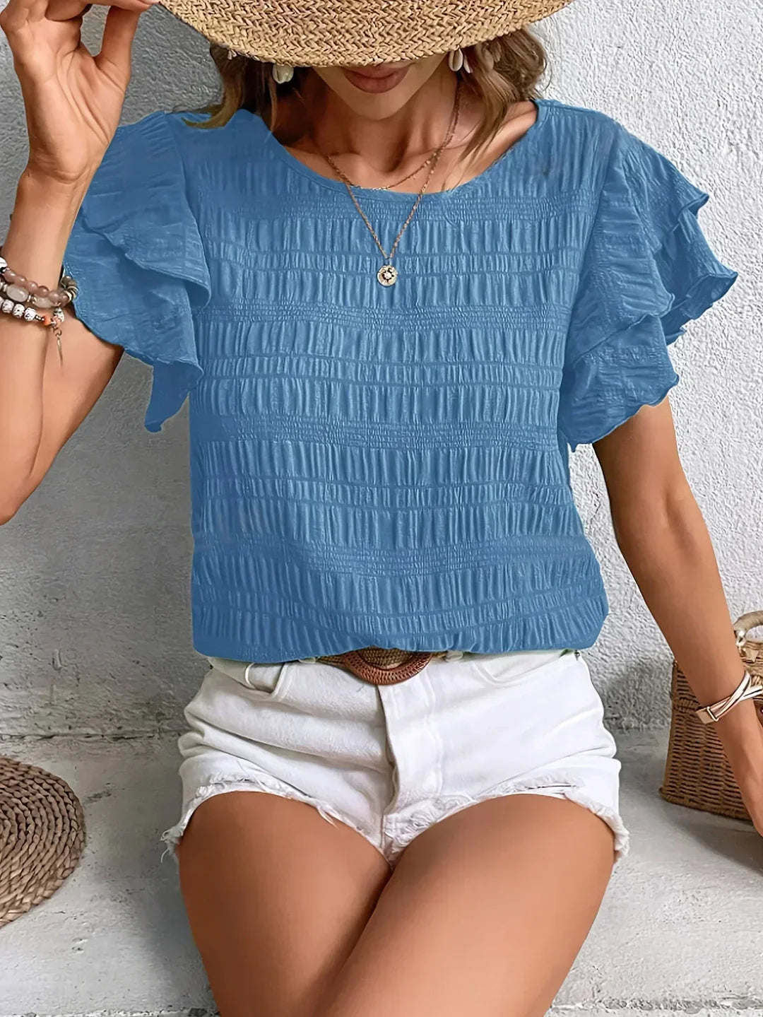 Lightweight Ruffle Blouse – Breezy Elegant Top for Everyday & Warm Weather Styling