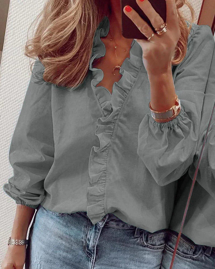 Ruffle Detail Feminine Blouse – Lightweight Elegant Top for Everyday & Smart Casual Styling