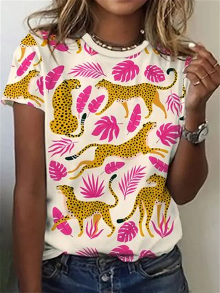 Women’s Dog Print Graphic T-Shirt – Casual Stylish Cotton Tee for Everyday Wear