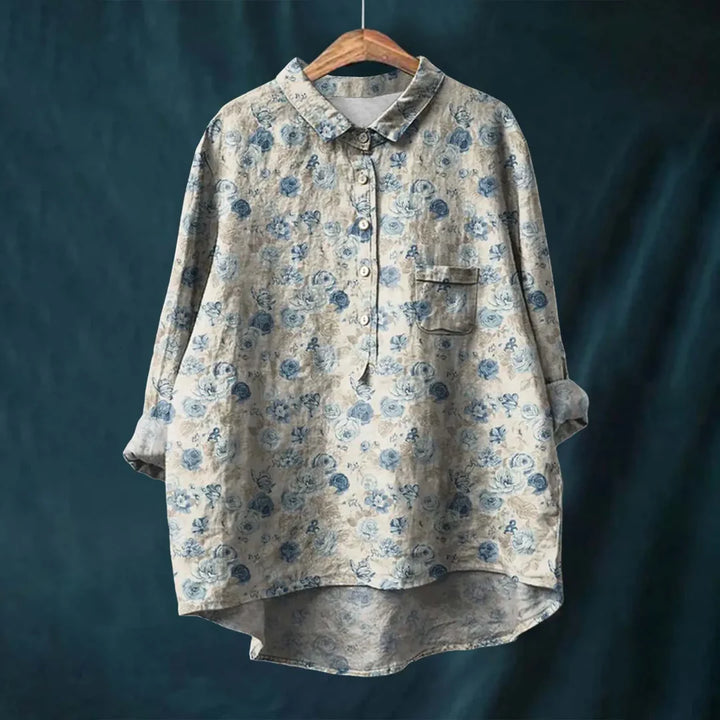 Vintage Floral Button-Up Shirt – Lightweight Elegant Top for Everyday & Smart Casual Styling