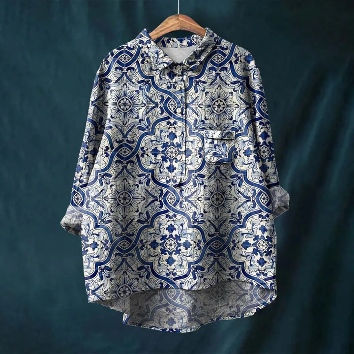 Vintage Floral Button-Up Shirt – Lightweight Elegant Top for Everyday & Smart Casual Styling