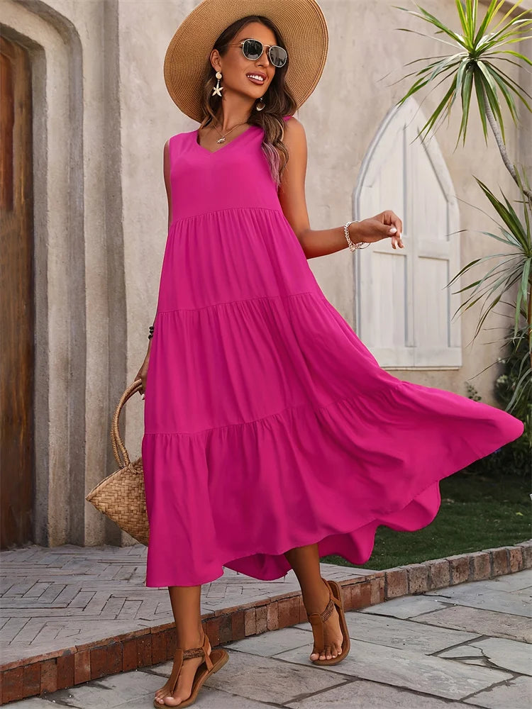 Hannah - Elegant Layered Mid-Calf Midi Dress