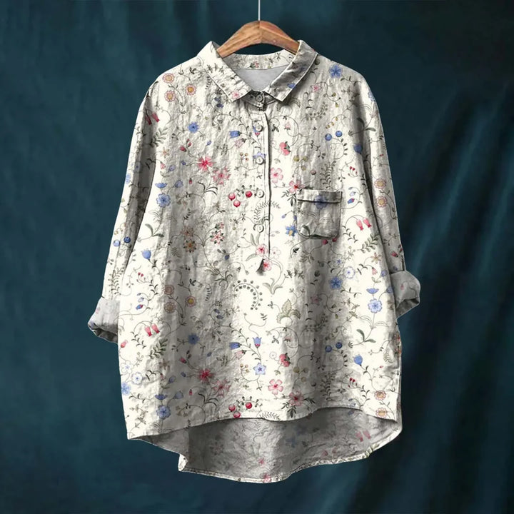 Vintage Floral Button-Up Shirt – Lightweight Elegant Top for Everyday & Smart Casual Styling