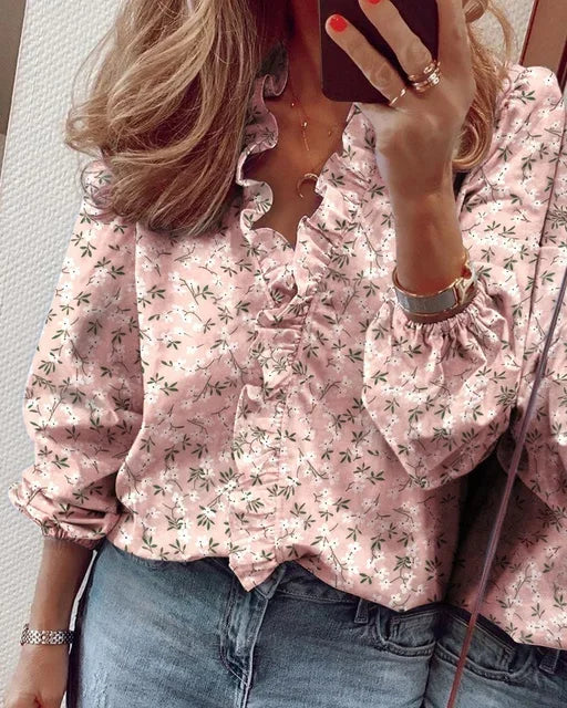 Ruffle Detail Feminine Blouse – Lightweight Elegant Top for Everyday & Smart Casual Styling