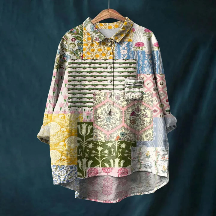 Vintage Floral Button-Up Shirt – Lightweight Elegant Top for Everyday & Smart Casual Styling