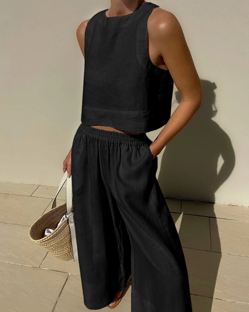 Aminta - Ensemble d'été décontracté sans manches pour un look tendance et confortable
