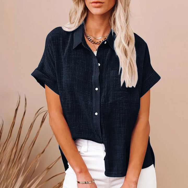 Textured Short Sleeve Polo Shirt – Lightweight Casual Top for Smart Everyday Styling