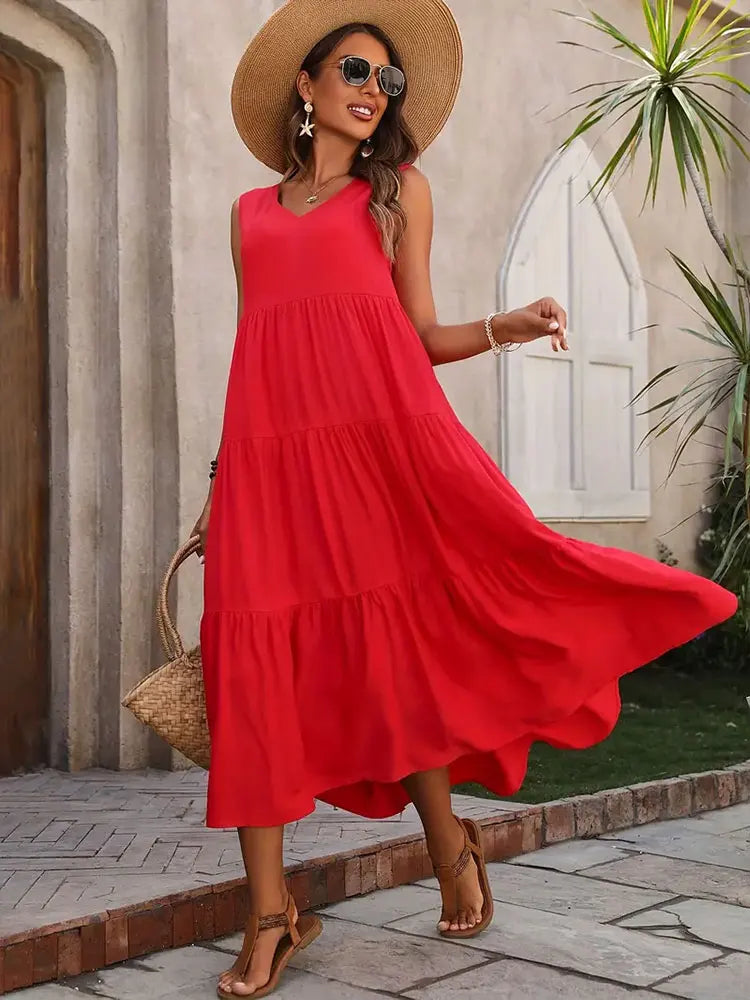 Hannah - Elegant Layered Mid-Calf Midi Dress