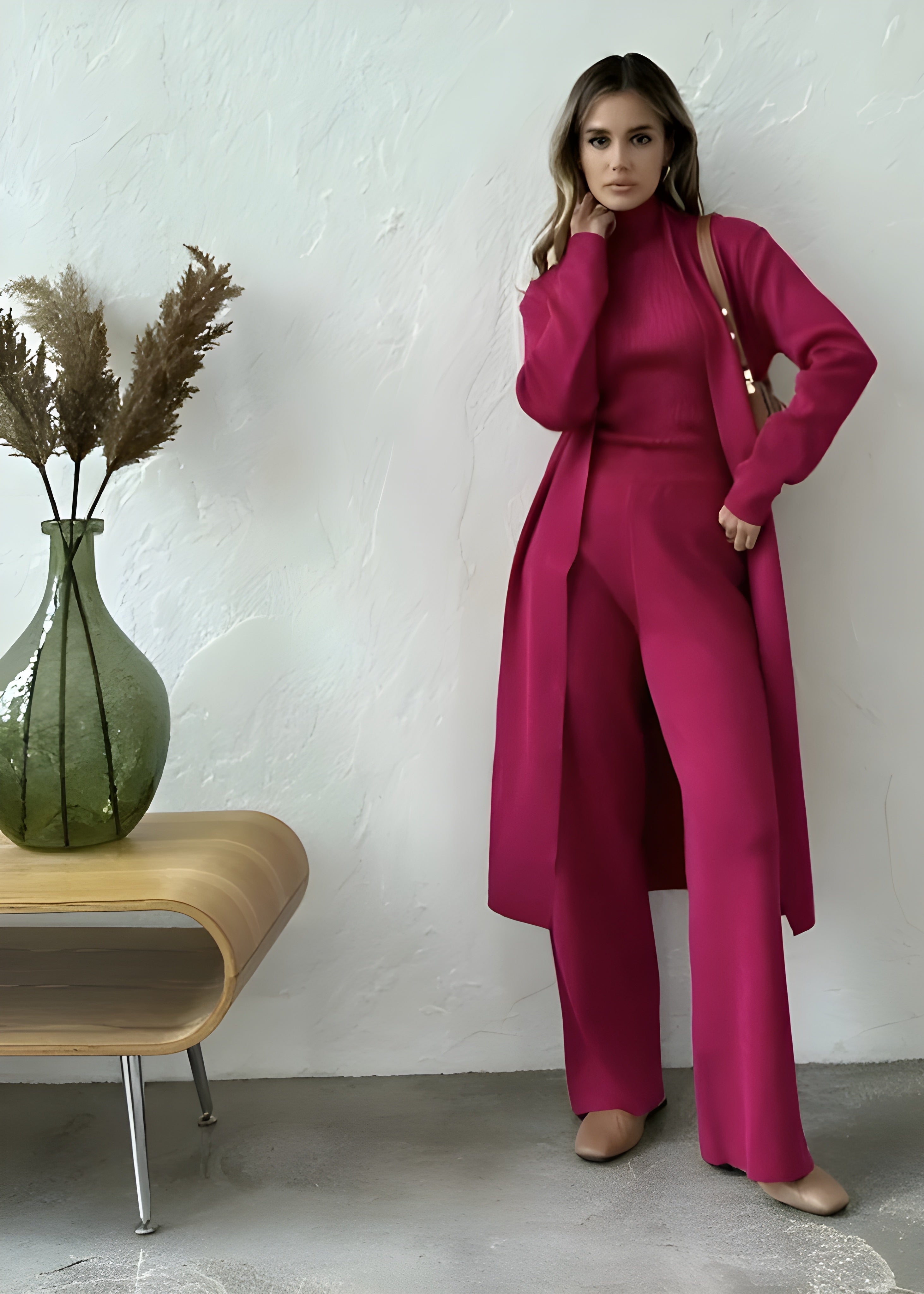 Bianca - Ensemble de Loungewear Élégant en Maille Ribbée 3 Pièces