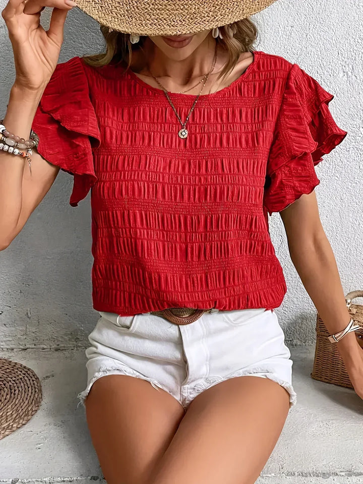 Lightweight Ruffle Blouse – Breezy Elegant Top for Everyday & Warm Weather Styling