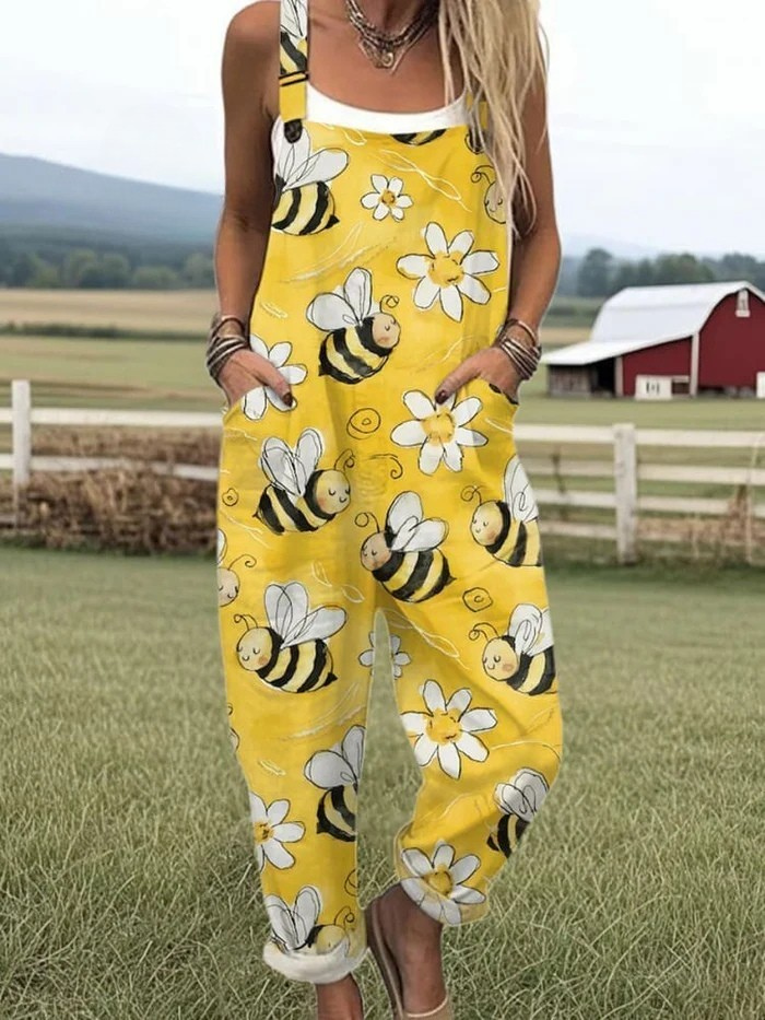 AURAYA – WOMEN'S SUMMER DUNGAREES WITH PLAYFUL PRINT