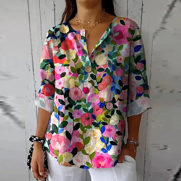 Floral Charm Blouse – Lightweight Elegant Top for Everyday & Smart Casual Styling